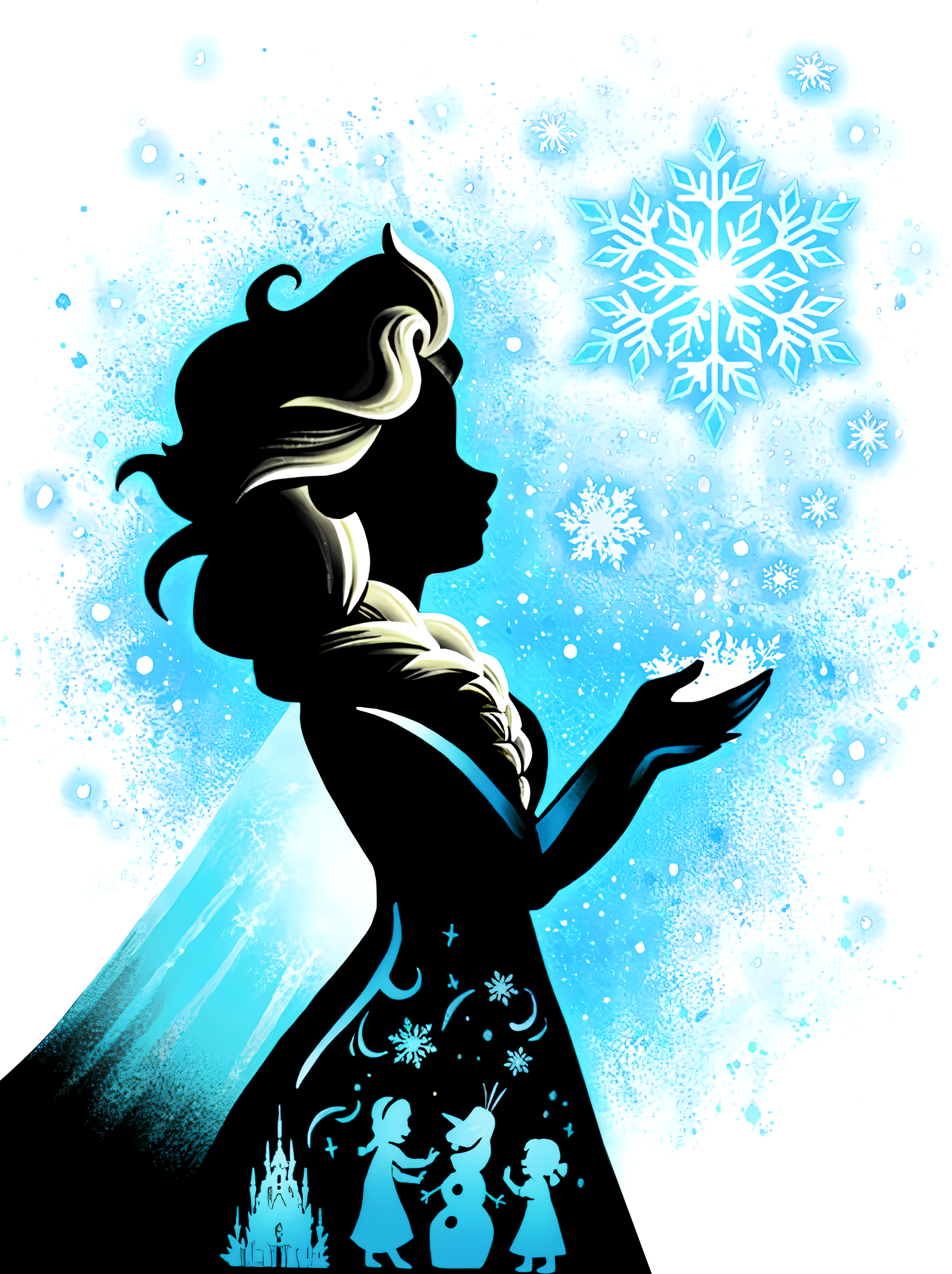 Bügelbild dass im Dunkeln leuchtet mit Prinzessin Elsa im Winter Wunder Land