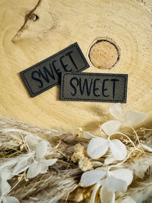 Kunstlederlabel Sweet grau