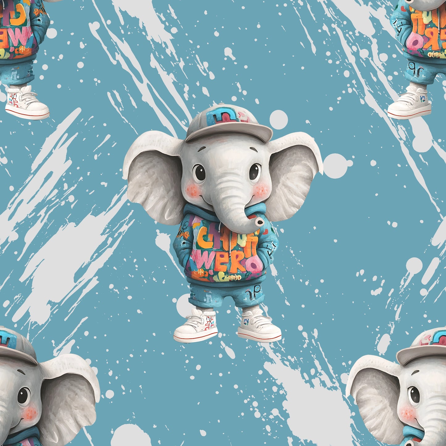 Stoff Cool Elefant