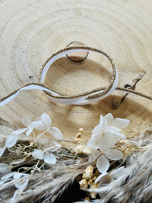 tolle Lurex-Paspel in Farbe weiss mit goldenem Glitzer-Abschluß.