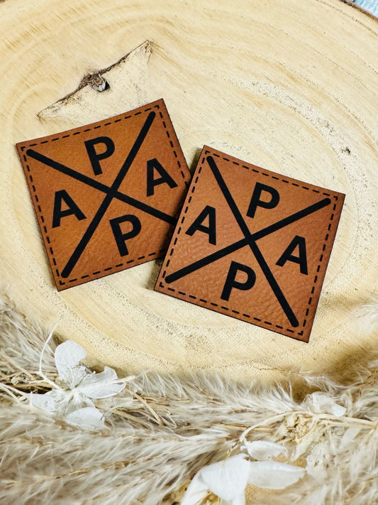 superweiches braunes Kunstlederlabel mit dem Spruch Papa