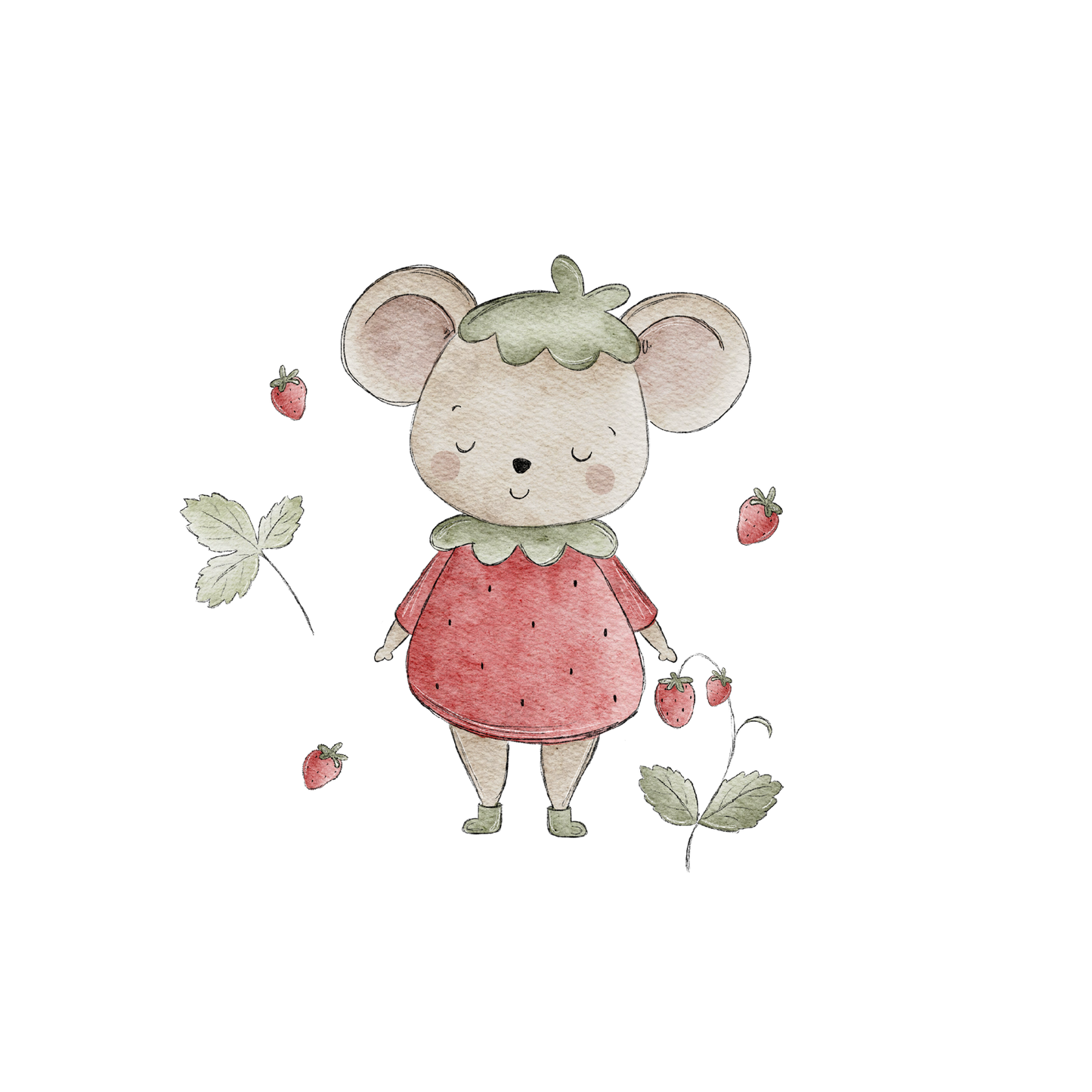 Bügelbild Bogen Erdbeer Maus