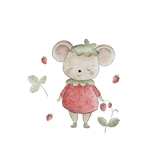 Bügelbild Bogen Erdbeer Maus