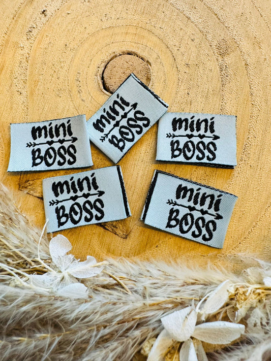 tolles Weblabel mit dem Spruch Mini Boss in Silber
