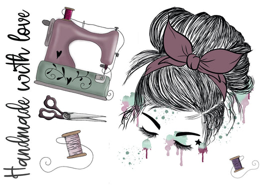 schöner Bügelbild Bogen in  A5 Ausführung mit verschiedenen Sewing Motiven