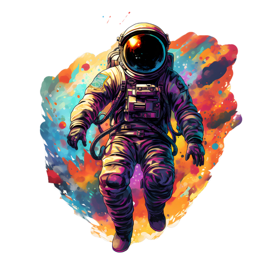 tolles Bügelbild mit einem im Cosmos schwebenden Astronauten