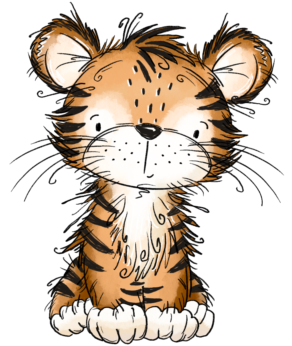  tolles Bügelbild mit einem kleinen sitzenden Tigerchen abgebildet