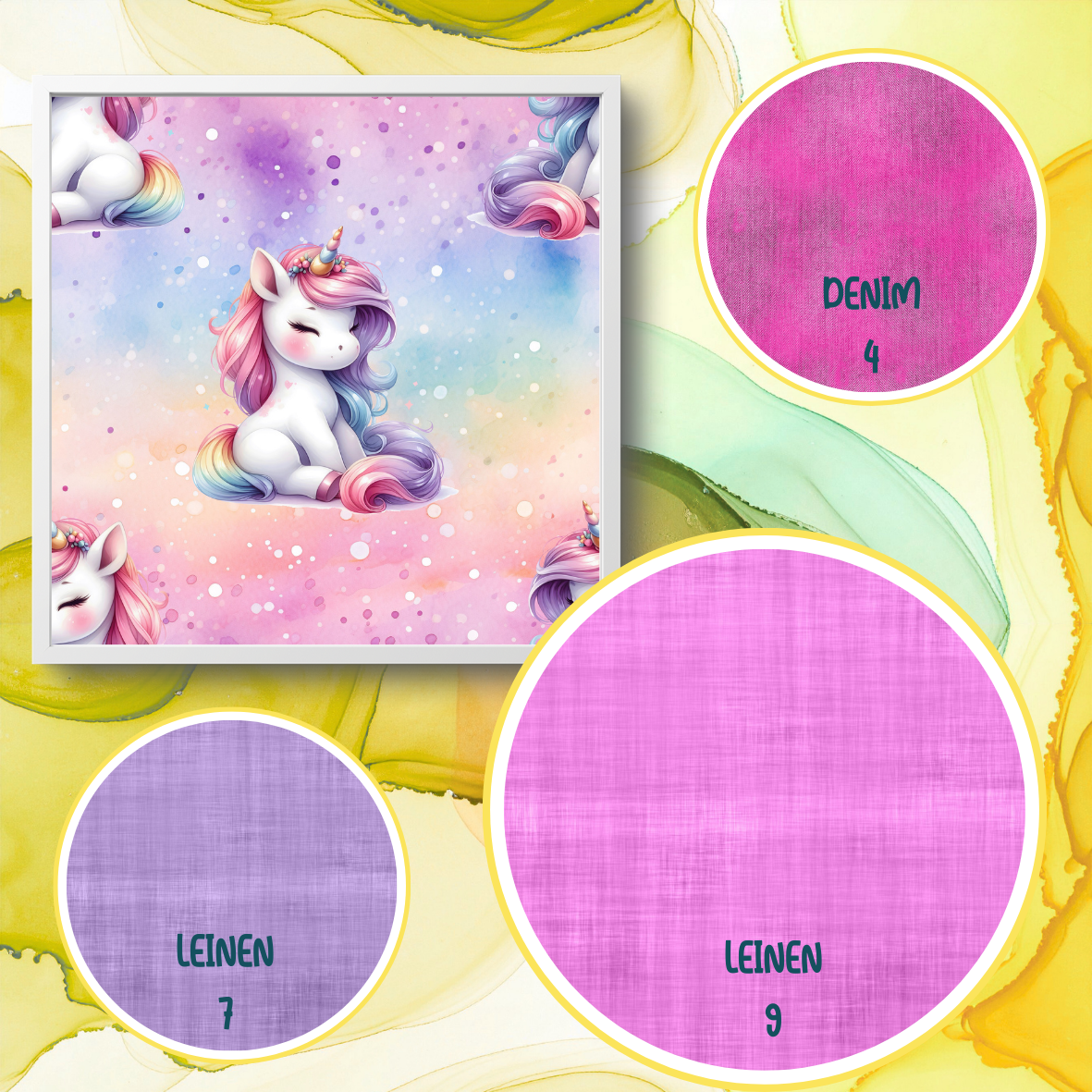 Stoff VB Einhorn sitzend