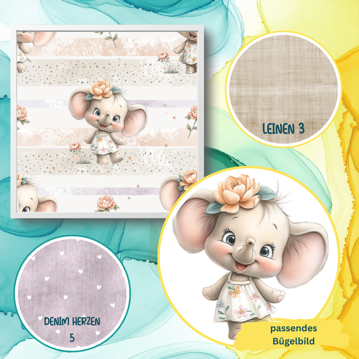 Stoff VB Elefanten Mädchen