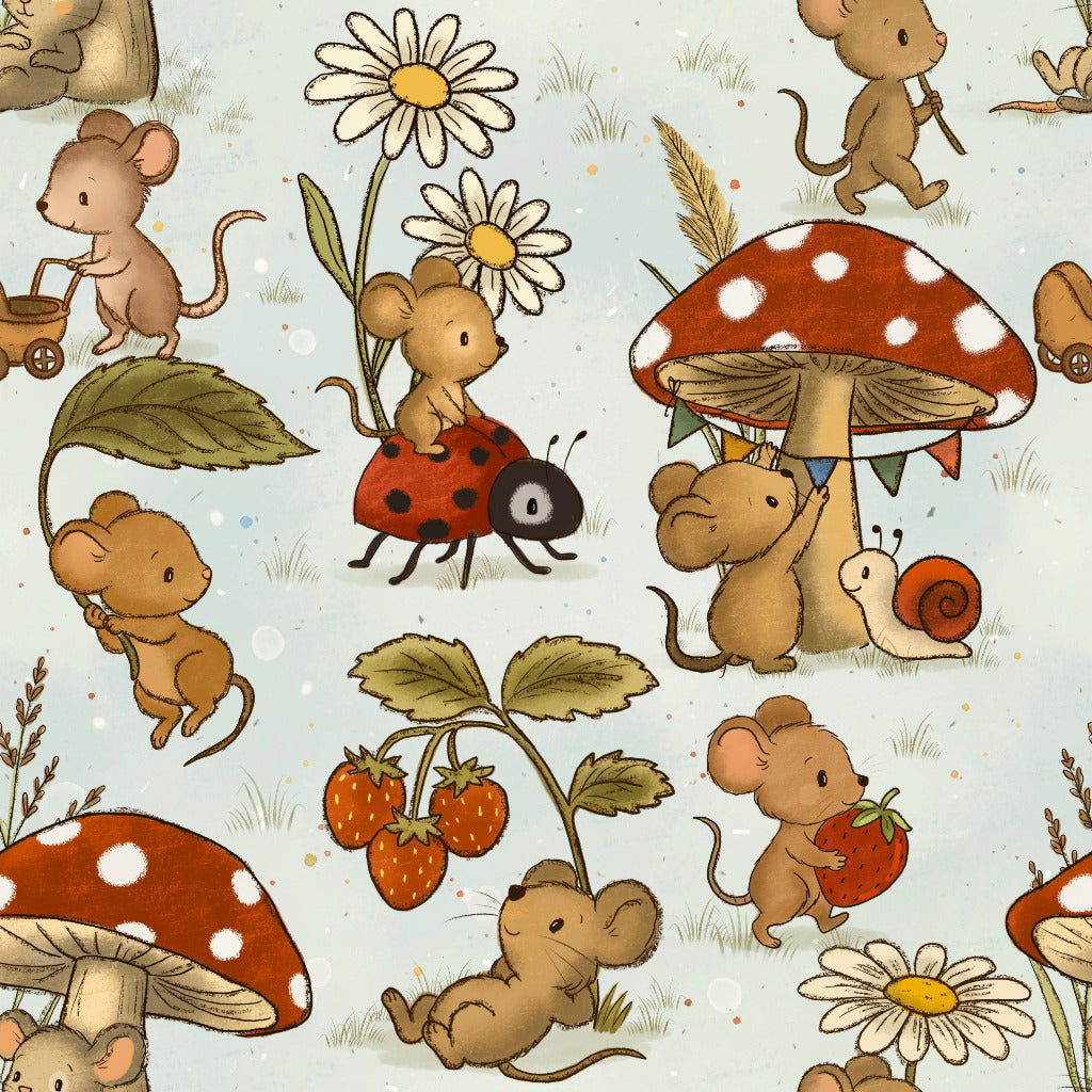 toller Stoff mit kleinen Mäusen im Wunderland