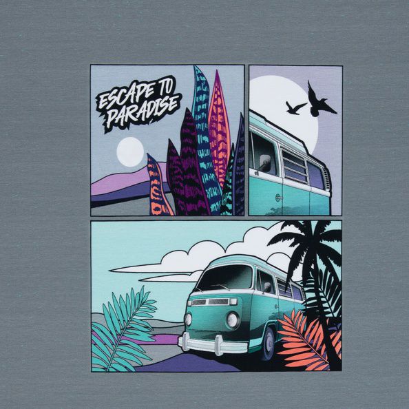 toller Stoff in French Terry Jersey ThorstenBerger Design Motiv Escape to Paradise