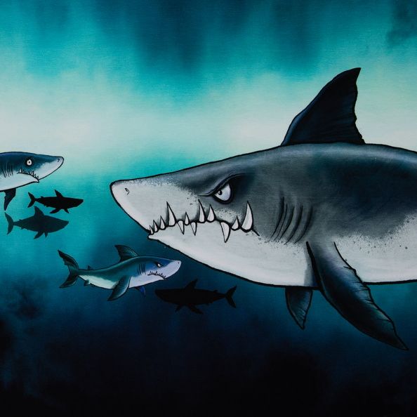 toller Stoff in Sweat by Thorsten Berger Design Motiv Shark Tank