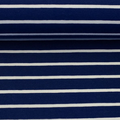 Stoff Jersey Isa Swafing Streifen Blau/Weiß