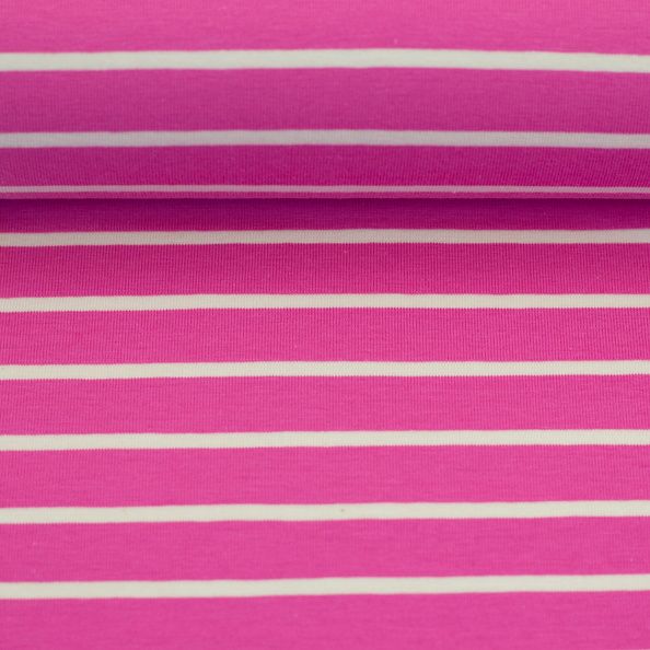 Stoff Jersey Isa Swafing Streifen Pink/Weiß