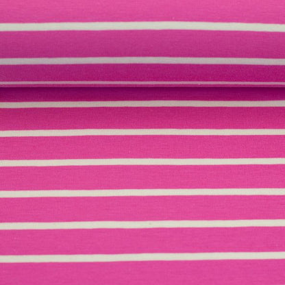Stoff Jersey Isa Swafing Streifen Pink/Weiß