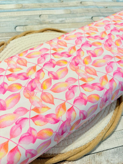 toller Stoff Jersey Swafing Blätter gelb/rosa