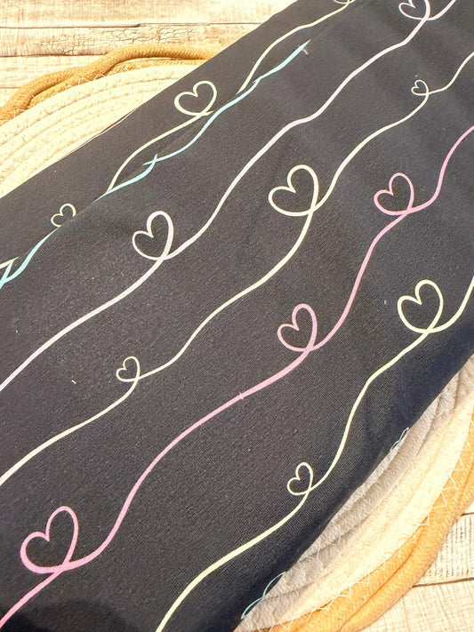 toller Stoff Jersey Swafing Theo Motiv Herz Linien schwarz/bunt