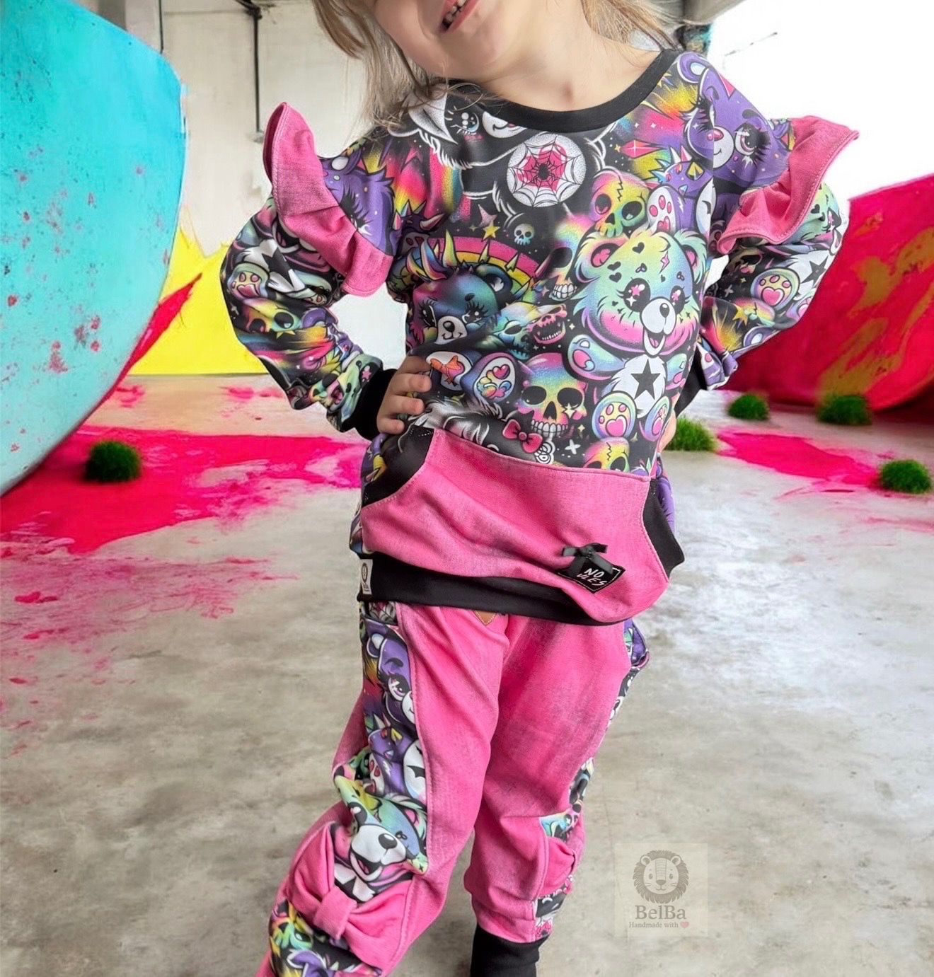 Stoff VB Neon Bärchen