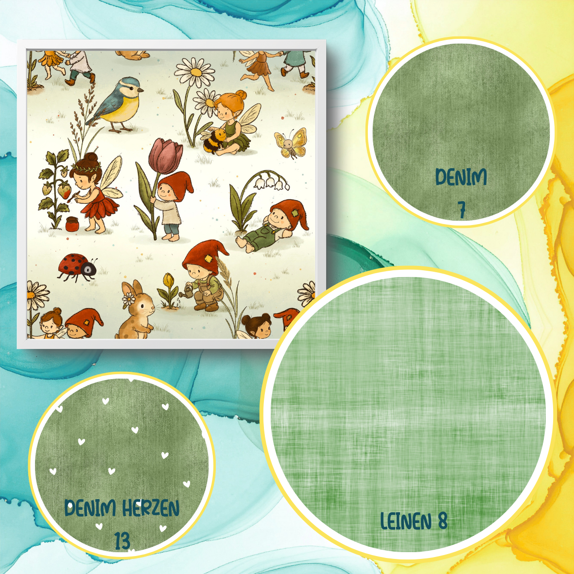 Stoff VB Wichtel Frühling