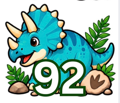 schöne Größenetiketten für Kinder mit Motiv eines Trizeratops