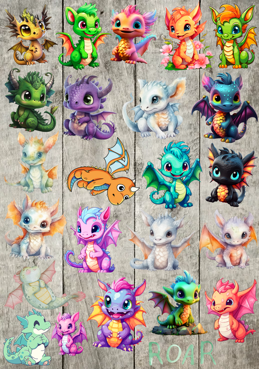 Mini Bügelbild Bogen Drachen