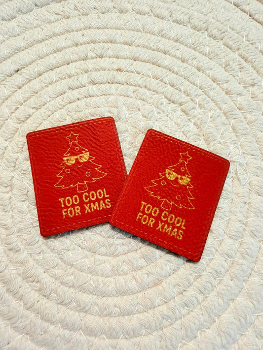 Kunstleder Label To cool for XMAS