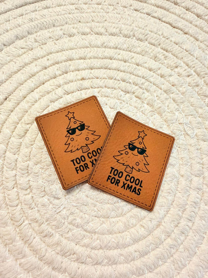 Kunstleder Label To cool for XMAS