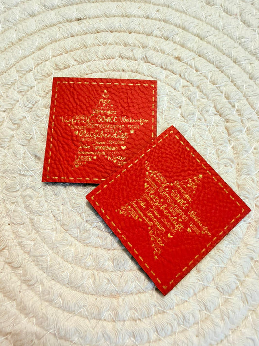 Kunstleder Label Weihnacht Stern