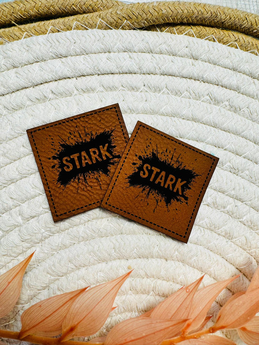 neues superweiches braunes Kunstlederlabel mit dem Statement STARK
