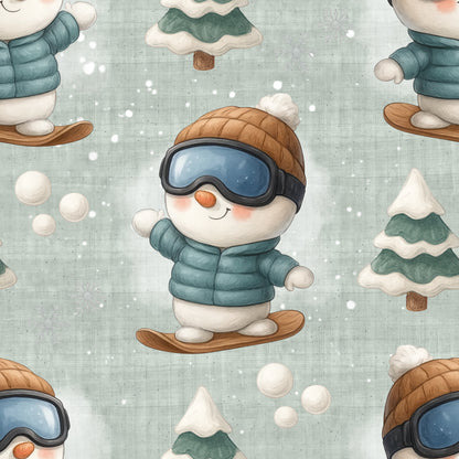 Rest Stoff Jersey VB kleiner Winter Snowboard Snowman