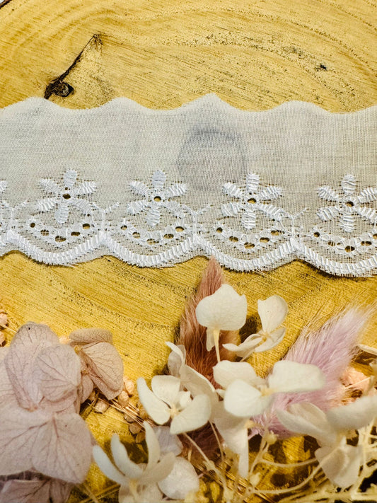 Baumwoll Wäsche Spitze mit einem durchgehenden Lochmuster in weiss