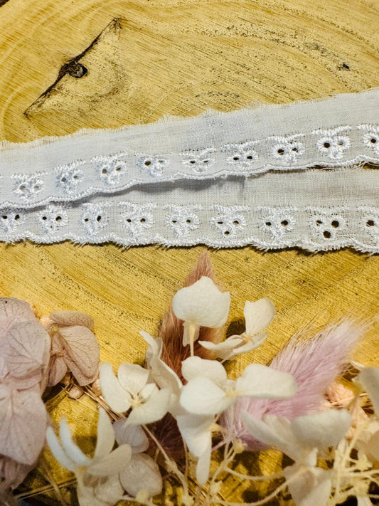 Baumwoll Wäsche Spitze mit einem durchgehenden Lochmuster in weiss