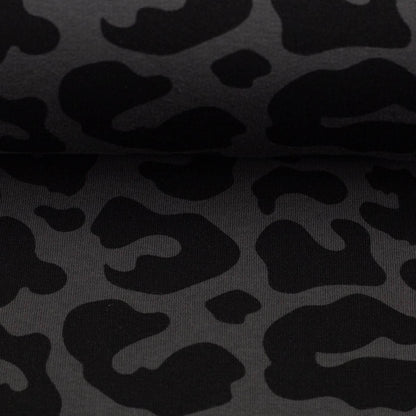 toller Kuschelsweat Stoff in der Ausführung Anthrazit/Schwarz  Leomuster Detailbild
