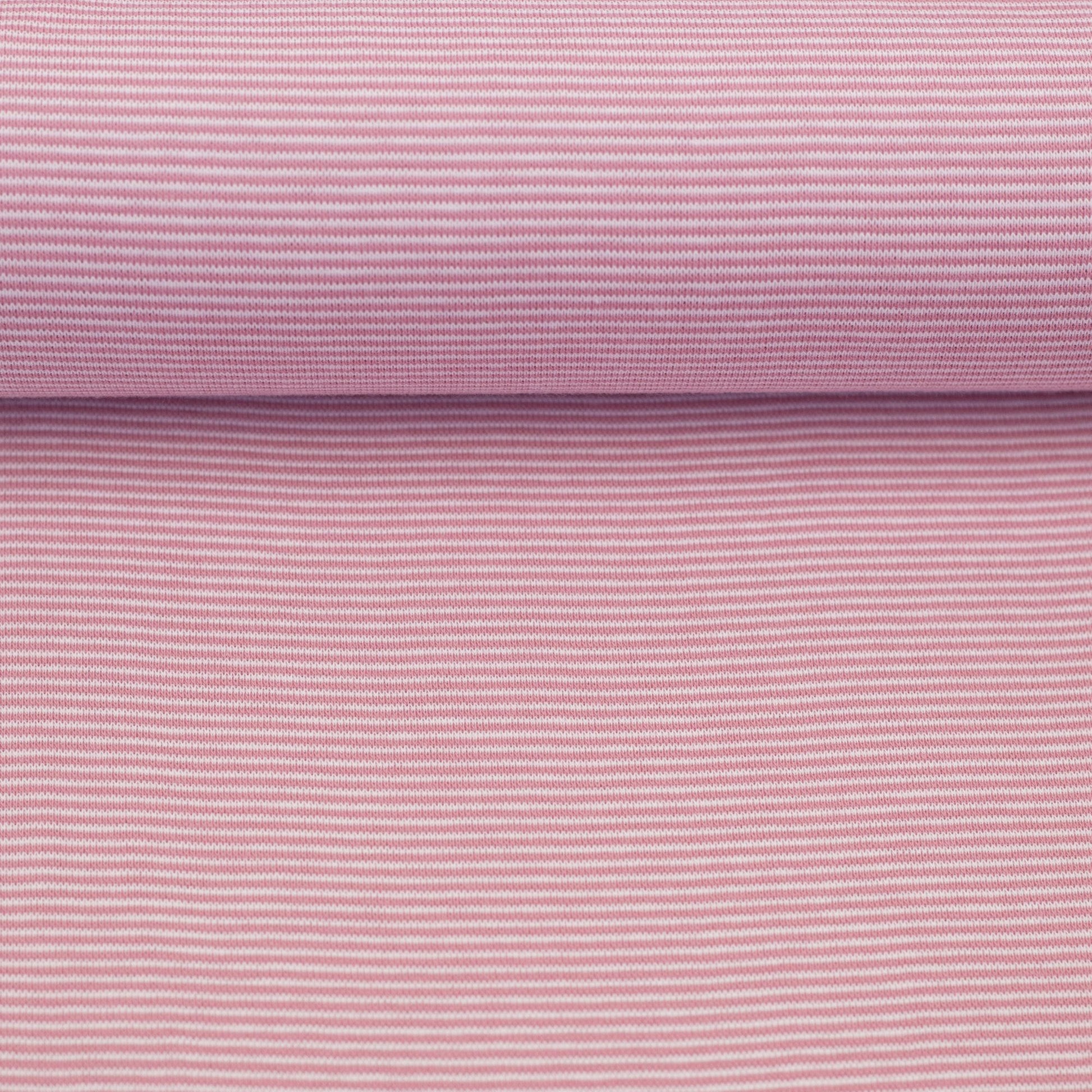 Bündchen Stoff Stella in der farbe Altrosa Weiss Detail
