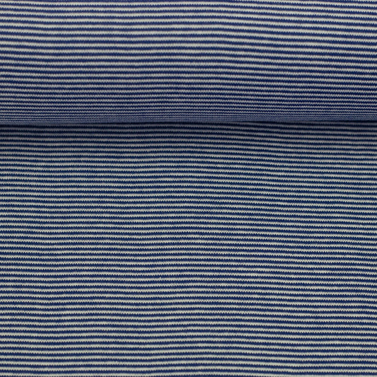 Bündchen Stoff Stella in der Farbe Dunkelblau Weiss Detailansicht