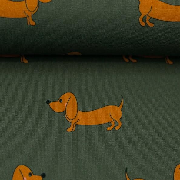 toller French Terry Stoff mit Motiv Terry der Dackel Detailbild