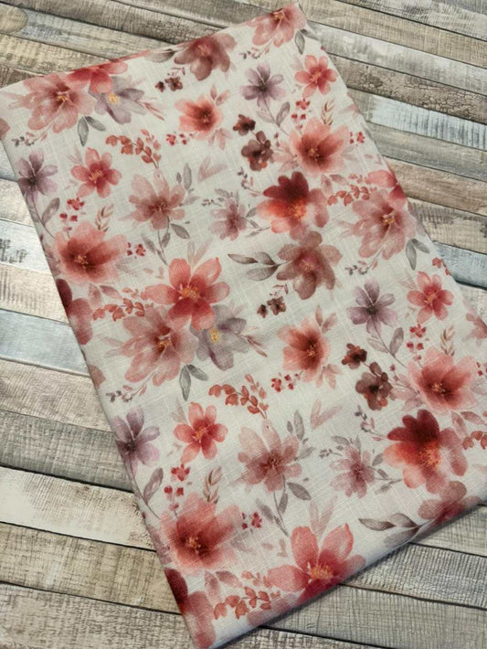 schöner neuer exclusiver Musselin Stoff by Ludos Lieblinge mit zarten rosa Wildblumen