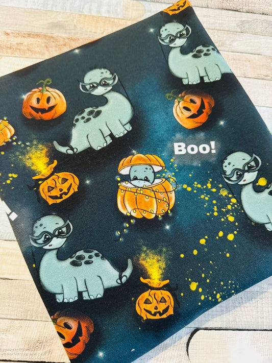 schöner Stoff mit kleinen Dinos im Halloween Look 