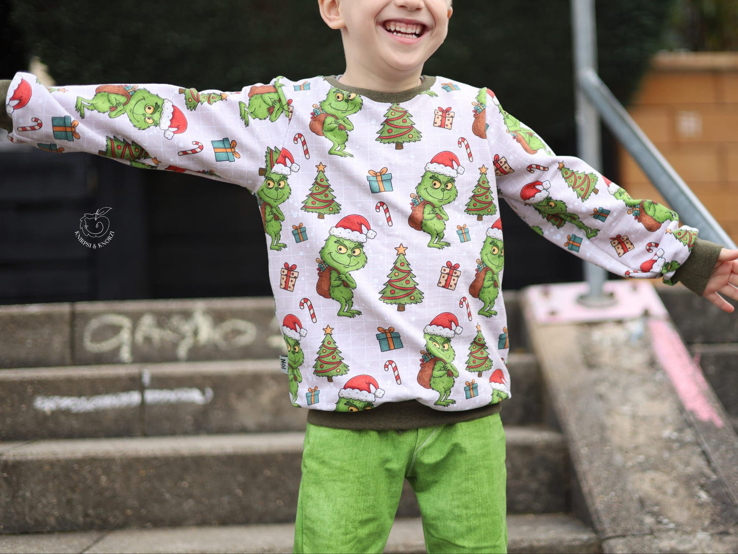 Rest Stoff Jersey VB WeihnachtsGrinch 110 cm