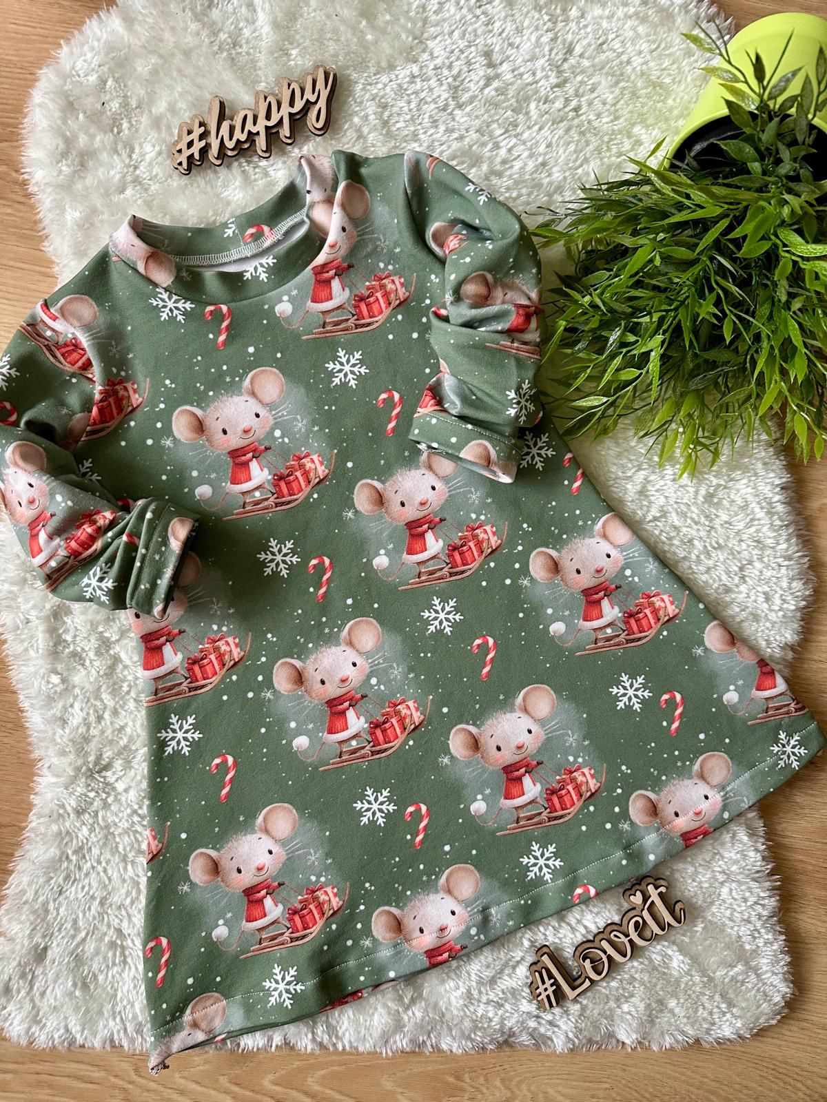 Rest Stoff Jersey VB Weihnachtsmaus 100 cm