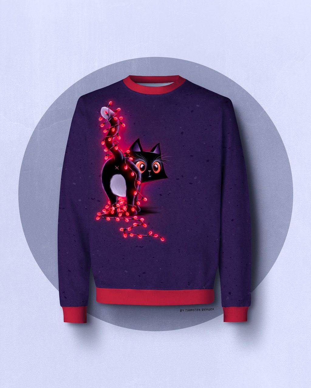 Stoff Sweat Chillmas Katze Panel by Thorsten Berger