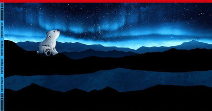 Stoff Sweat Eisbär Polarlicht Sterne Panel by Thorsten Berger