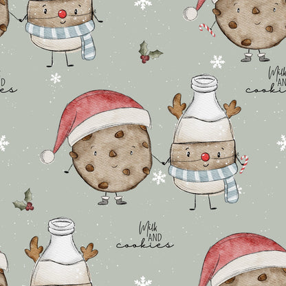 Rest Stoff Jersey VB Christmas Milk and Cookies 100 cm
