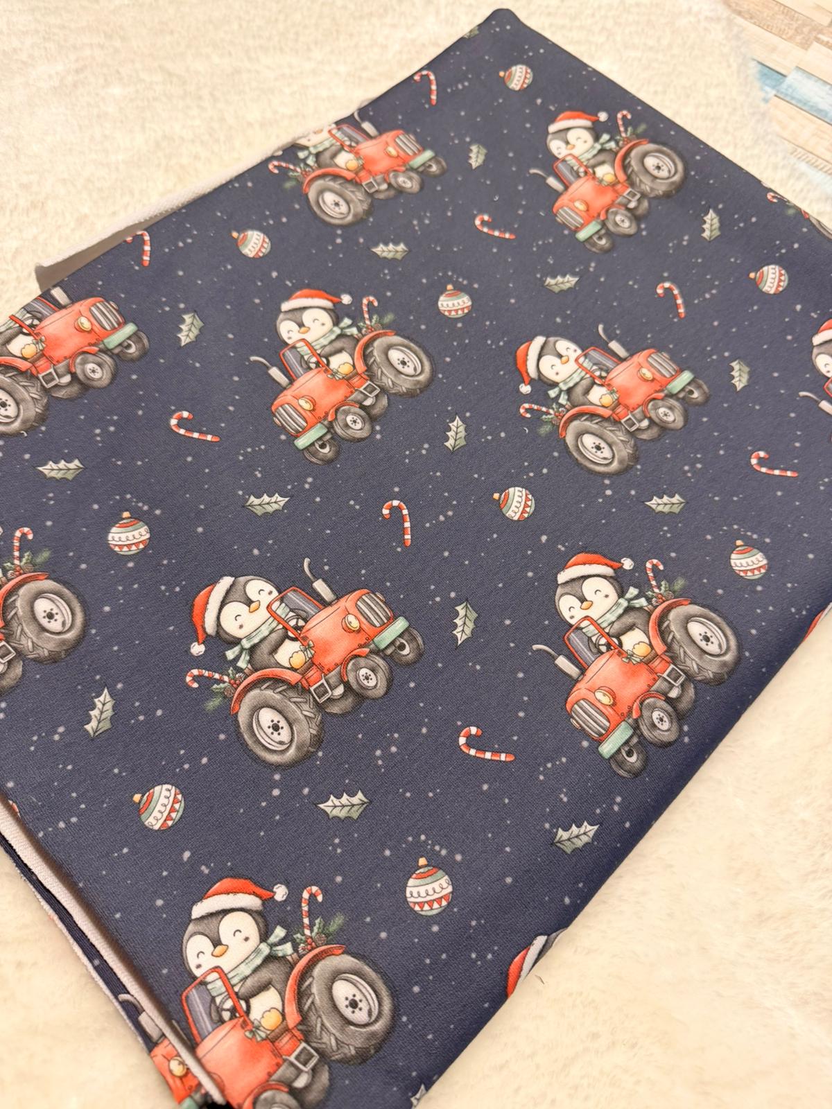 Rest Stoff Sweat VB Christmas Pinguin Traktor