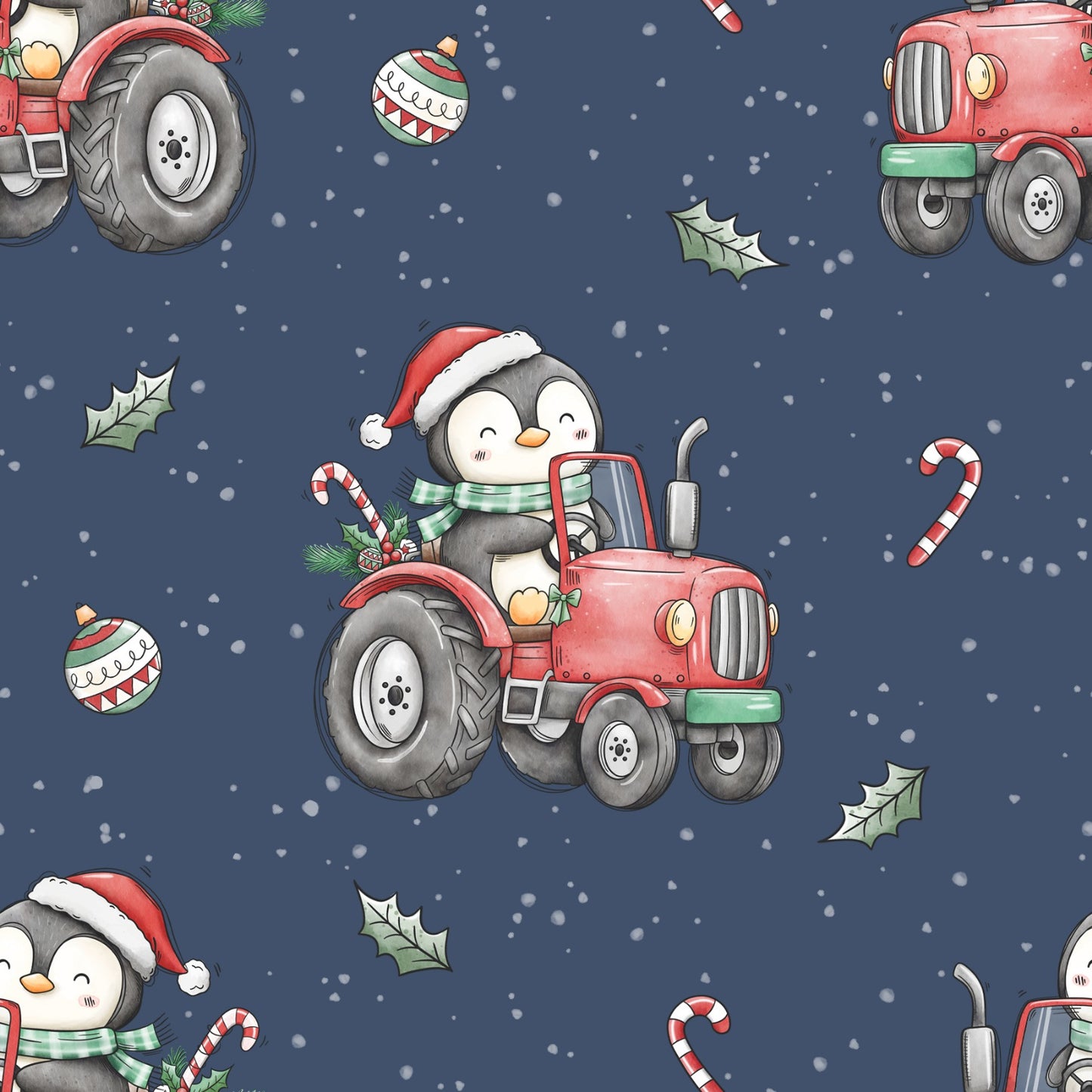 Rest Stoff Sweat VB Christmas Pinguin Traktor
