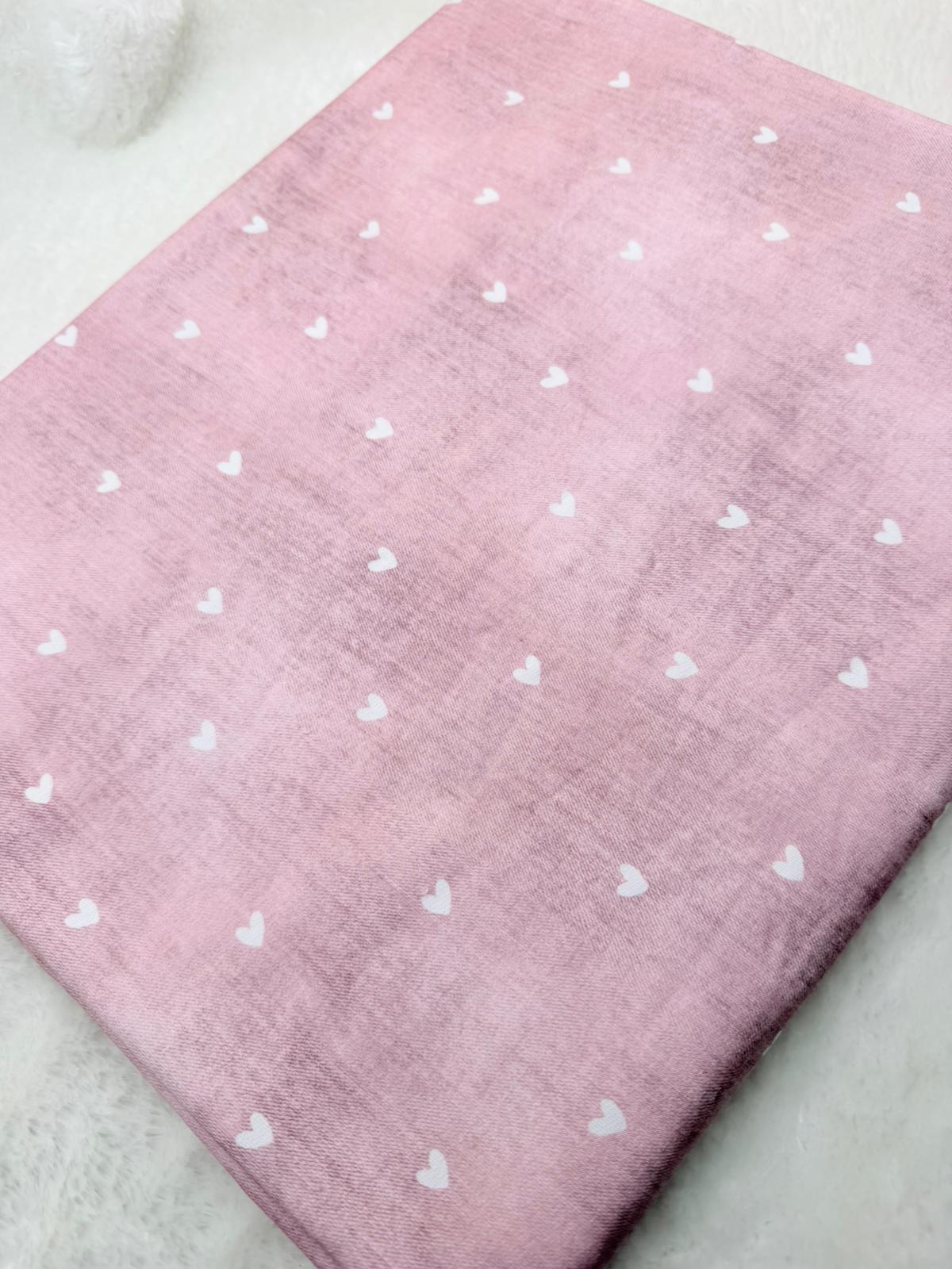 Stoff VB Kombi Denim Herzen Nr. 11 Alt Rosa