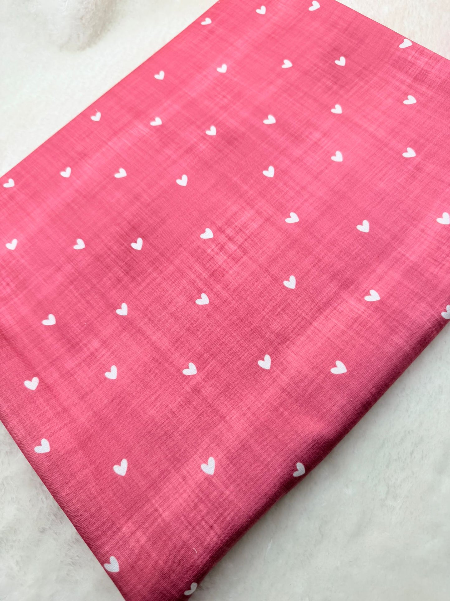 Stoff VB Kombi Denim Herzen Nr. 12 Himbeerrosa