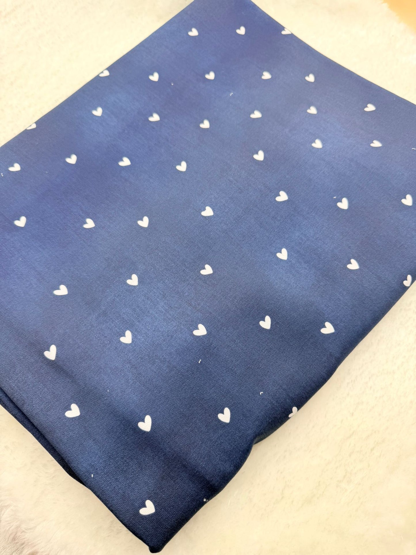 Stoff VB Kombi Denim Herzen Nr. 14 Blau