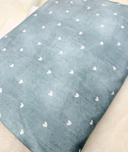 Stoff VB Kombi Denim Herzen Nr. 6 Türkis