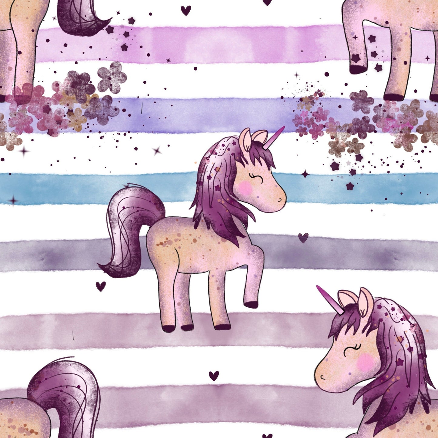 Stoff VB little Unicorn gestreift